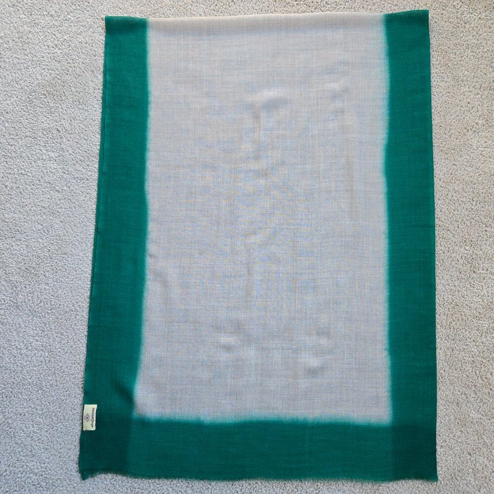NWOT Lightweight Wool Scarf Ahujasons Green and Natural/Tan - Picture 8 of 12